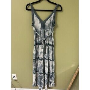 Babydoll Maxi Tie Dye Dress Women’s Small Drawstring Boho Fairy Distressed Lace
